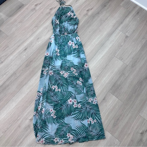 Show me your mumu Hanalei dream Heather halter dress floral tropical chiffon XS - Picture 4 of 10